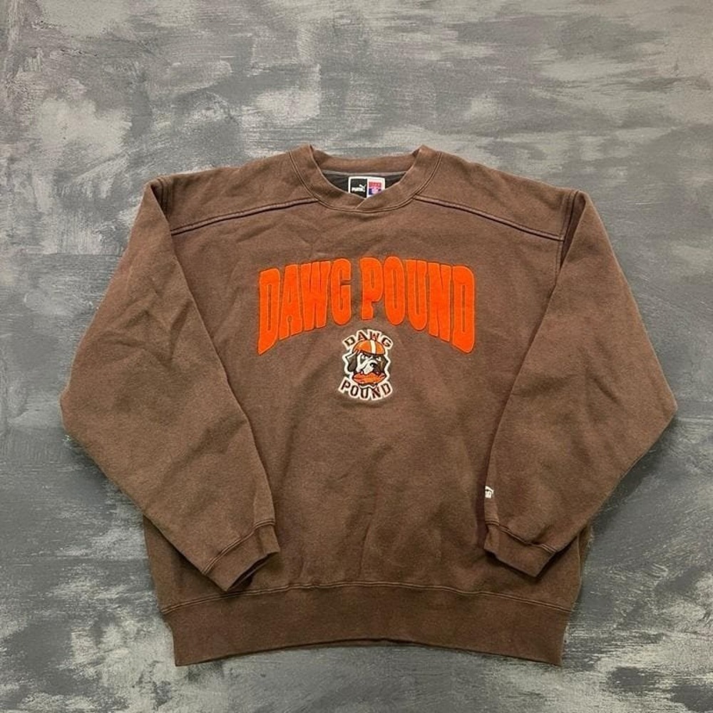 Vintage Cleveland Browns Sweatshirt Mens Large Brown 1990s NFL Puma Dawg Pound
